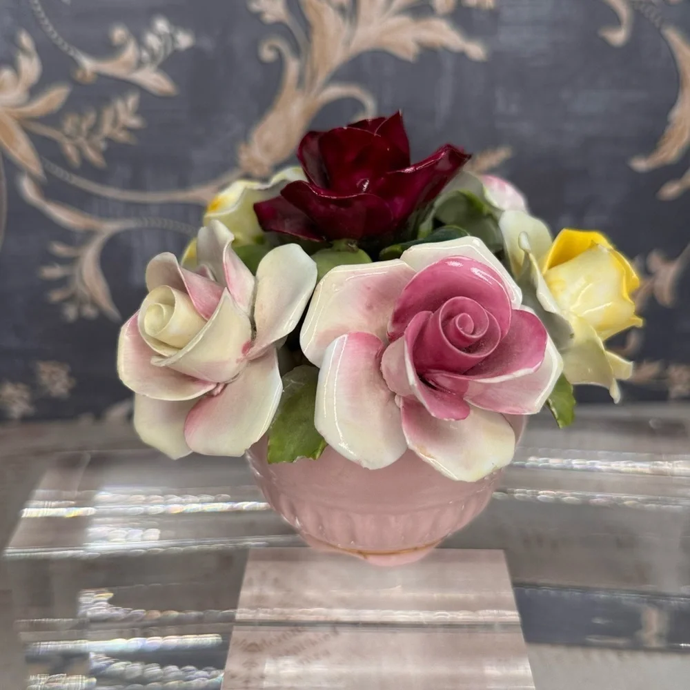 Vintage Staffordshire Bone China Floral Arrangement England Hand Painted